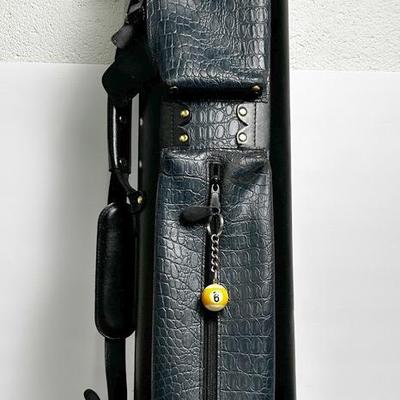 Sterling Black Leather Pro Pool Cue Case – Premium Billiard Cue Stick Carrying Case, 34"x9"x5"
