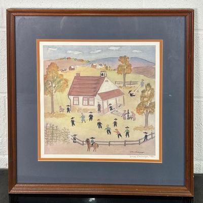 Xtian Newswanger “At School” Amish Watercolor Print (20.5 x 20.5)