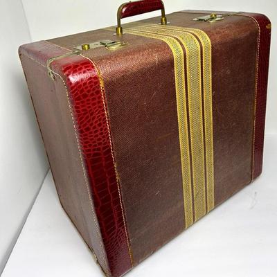 Vintage Red Chest/Hardcase W/ Brass Locks 18x11.5x17