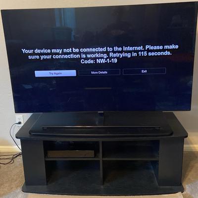 Large Samsung TV With Samsung One HUB Box And TV Stand