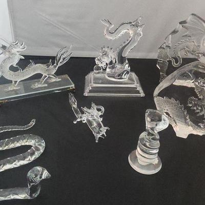 Crystal Glass Figures Dragons and Snakes