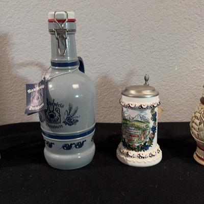 Beer Steins And Decanter And Glass Mugs 