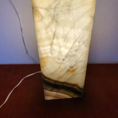 Beige/Black Stone Rectangular Lamp