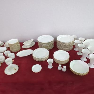 Haviland Limoges Elegance White Gold Rimmed China Set