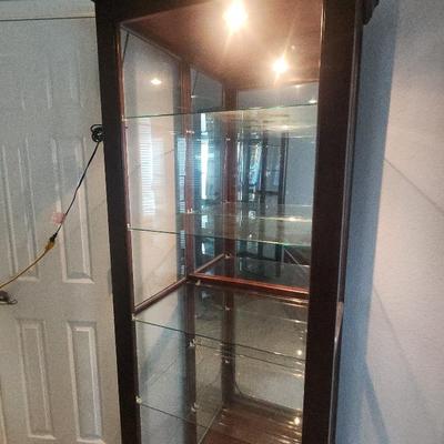 Curio With Glass Shelves, Mirror and Light