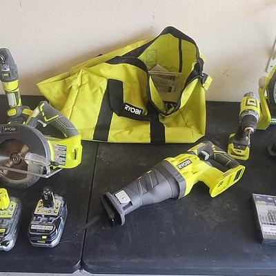Ryobi Tools, Batteries, and Charger