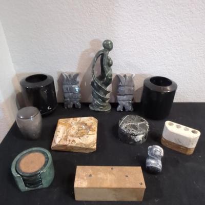 Assorted Stone Vessels, Sculptures & Decor