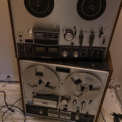 Two Vintage Akai Reel To Reel Recorder Players Plus Miscellaneous Accessories   