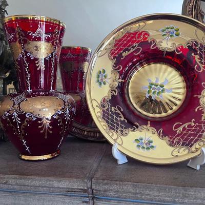 Sale Photo Thumbnail #7: HAND PAINTED GLASSWARE