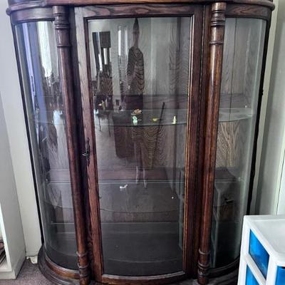 Sale Photo Thumbnail #105: EX LARGE CURVED GLASS DISPLAY CABINET