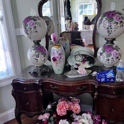 Sale Photo Thumbnail #39: VINTAGE HANDPAINTED LAMPS
VASE-PLATE