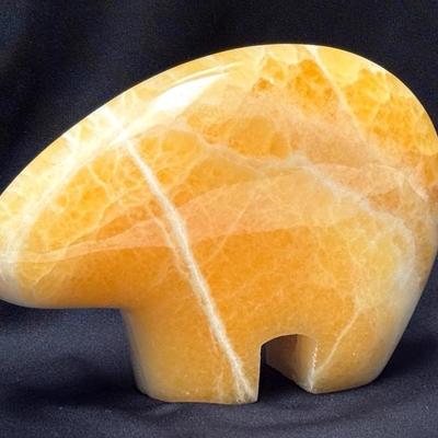 Native American Honeycomb Calcite Bear Fetish 