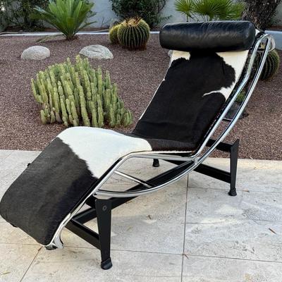 Cow Motiff And Chrome Lounge Chair  