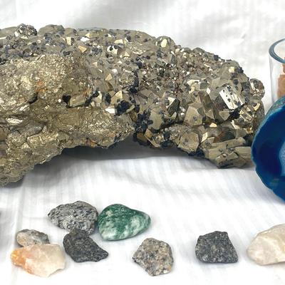 Large Pyrite And Raw Amber 
