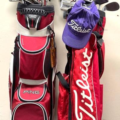 Ping And Titleist Gold Bags Clubs 