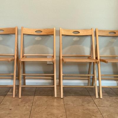 Set of Four Wooden Folding Chairs