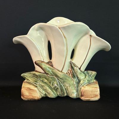 McCoy Triple Calla Lily Pottery Vase  