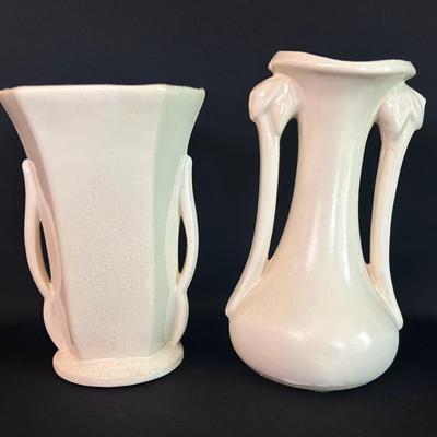 McCoy Cream Double Handle Vase Duo
