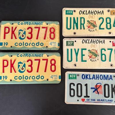 Colorado + Oklahoma License Plates