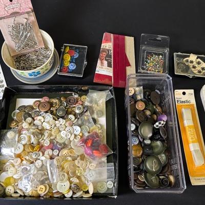 Vintage Button Collection + Sewing Notions