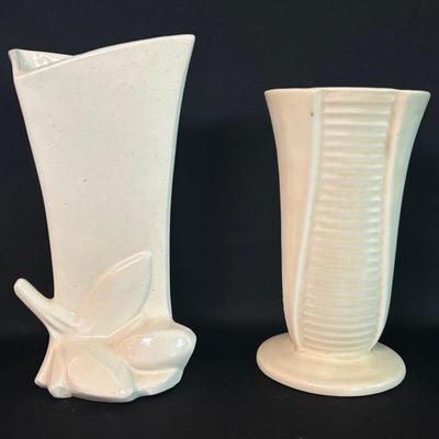 McCoy Cream Pottery Vase Duo