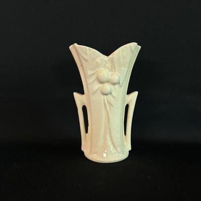 McCoy Cream ‘Leaves And Berries’ Pottery Vase
