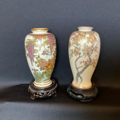 Vintage Satsuma Ware Vase Duo