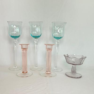 Colorful Candle Holders And Jelly Compote