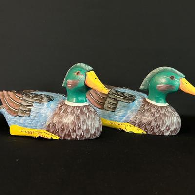Hand Carved And Painted Wooden Ducks