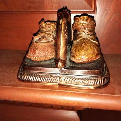 Vintage Bronzed Baby Shoe Bookends 