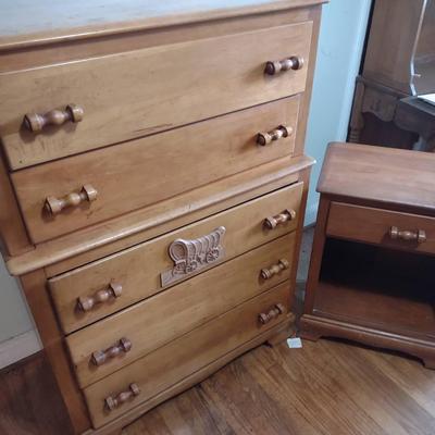 VINTAGE Wooden Dresser And Nightstand 