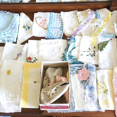 Vintage Handkerchiefs, Handmade Pocket Squares, Girl Scout Memorabilia & Assorted Vintage Baby Items