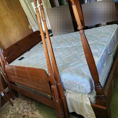 Two Four-Poster Wooden Bed Frames - King & Twin