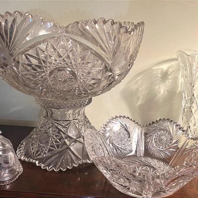 Crystal Push Bowl And Other Nice Glass