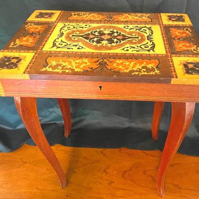 Italian Inlay Music Box Side Table