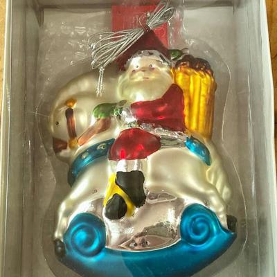 Blown glass Santa ornament 