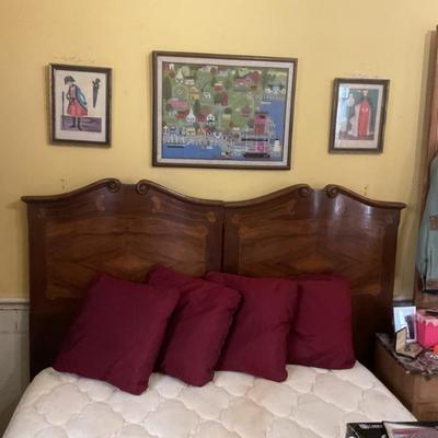 Antique twin bed head boards, used as a full bed here, can be twin beds, or full, queen or king
