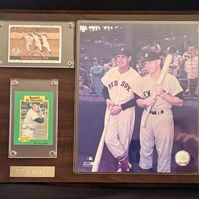 Lot 445: Ted Williams & Mickey Mantle Framed Tribute – “Ted & Mickey” MLB Legends Display w/ Cards
