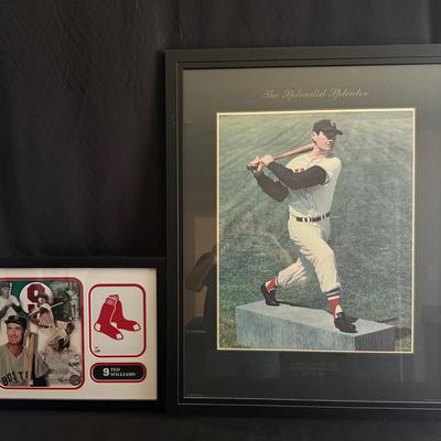 Lot 446: Ted Williams Red Sox Framed Art Lot – “The Splendid Splinter” & Tribute Collage – MLB Legen