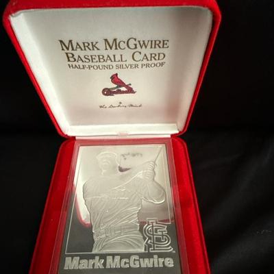 Lot 424: Mark McGwire Half-Pound Silver Baseball Card – Danbury Mint Limited Edition