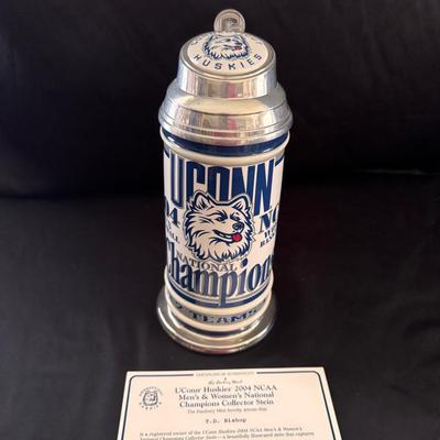 Lot 213: UConn Huskies 2004 NCAA Men’s & Women’s National Champions Collector Stein/ Danbury Mint