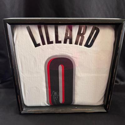 Lot 247: Framed  Signed Damian Lillard Portland Trail Blazers Jersey
