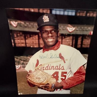 Lot 249: Autographed photo of Bob Gibson, legendary pitcher for the St. Louis Cardinals