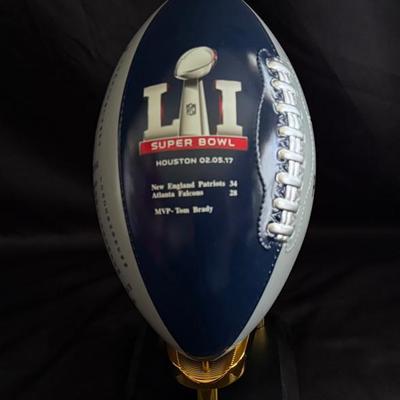 Lot 441: Patriots Super Bowl LI Trophy Display – Brady MVP – Historic Comeback vs. Falcons