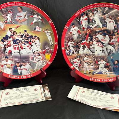 Lot 422: 2004 Boston Red Sox Collector Plate Set – World Series & AL Champs – Danbury Mint w/ COAs