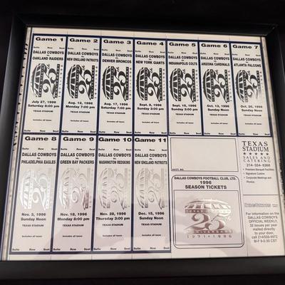 Lot 246: Dallas Cowboys 1996 season tickets celebrating the 25th Anniversary of Texas Stadium (1971–