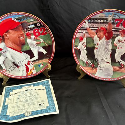 Lot 420: Signed Mark McGwire Record-Breaking Home Run Collector Plate Set – Limited Edition with COA