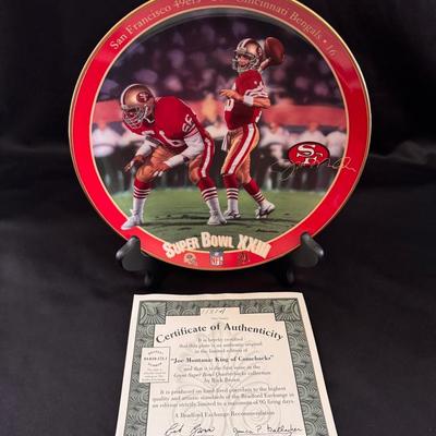 Lot 239: Limited Edition Collector Plate titled “Joe Montana: King of Comebacks”
