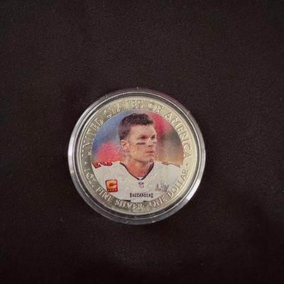 Lot 243: Tom Brady Tampa Bay Buccaneers Super Bowl LV design. 2021 American Silver Eagle 