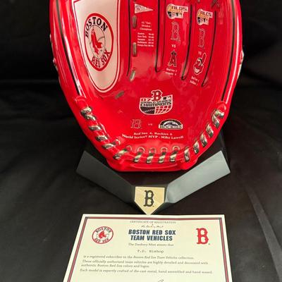 Lot 428: Boston Red Sox 2007 World Series Commemorative Glove – Danbury Mint Display w/ COA